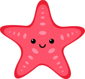 Adorable Pink Starfish Clipart with Cute Kawaii Facial Expression