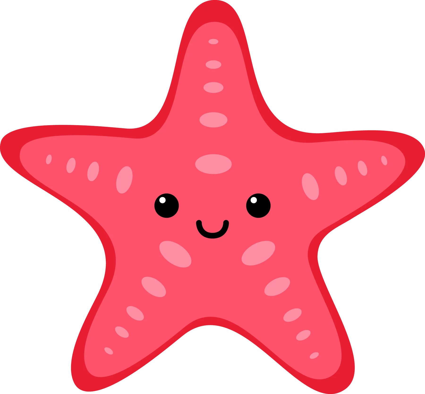 Adorable Pink Starfish Clipart with Cute Kawaii Facial Expression
