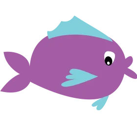 Adorable Purple and Blue Cartoon Fish Clipart for Kids' Design