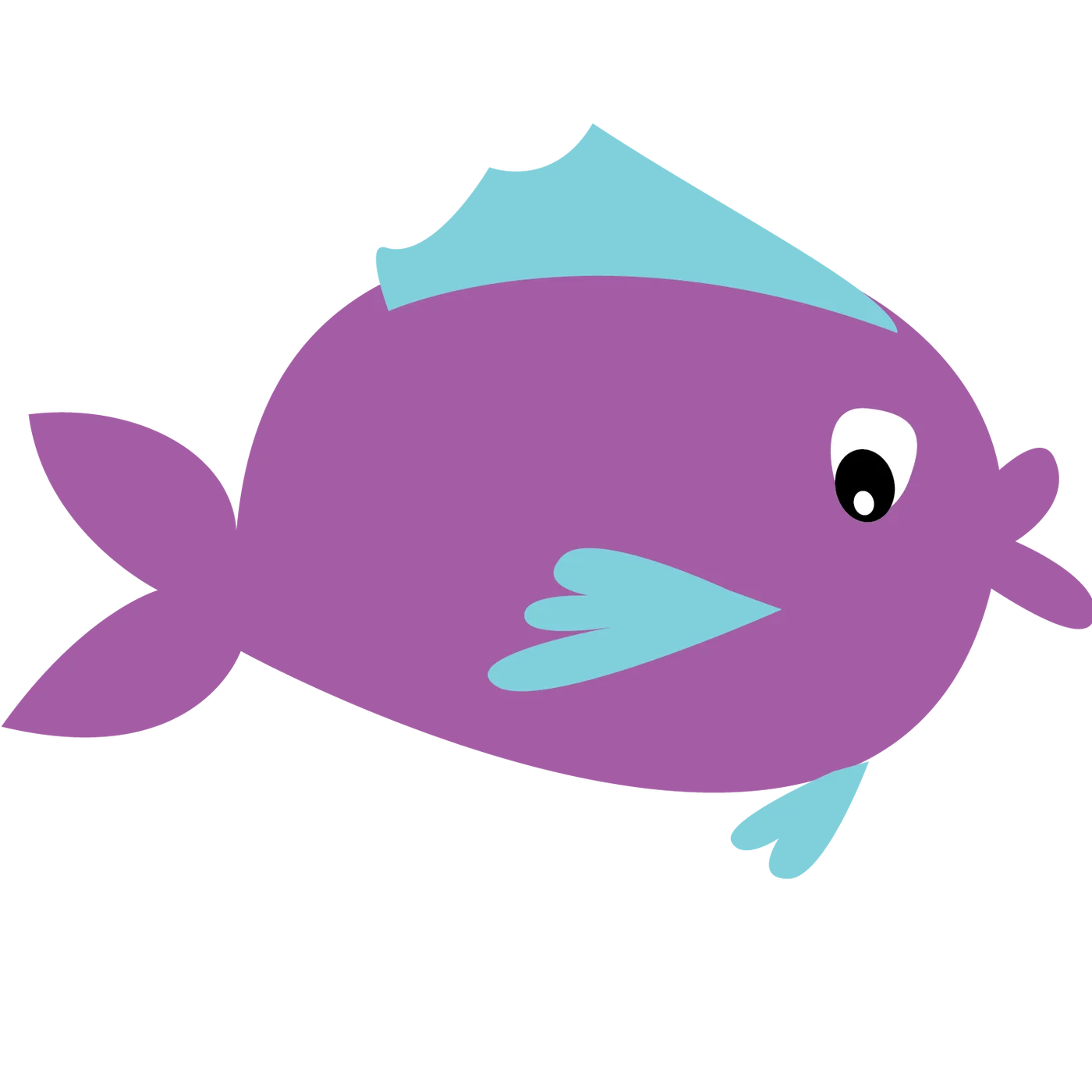 Adorable Purple and Blue Cartoon Fish Clipart for Kids' Design
