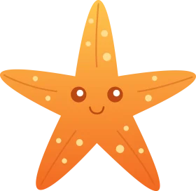 Adorable Smiling Starfish Clipart with Playful Personality and Warm Orange Hues