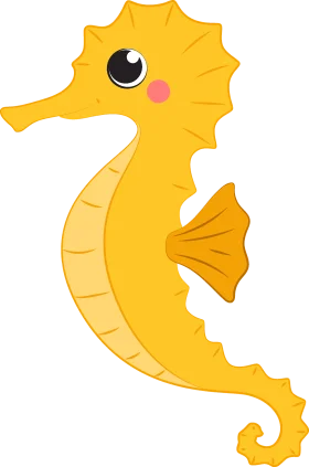 Adorable Yellow Seahorse Clipart: Cute Marine Creature Illustration for Kids