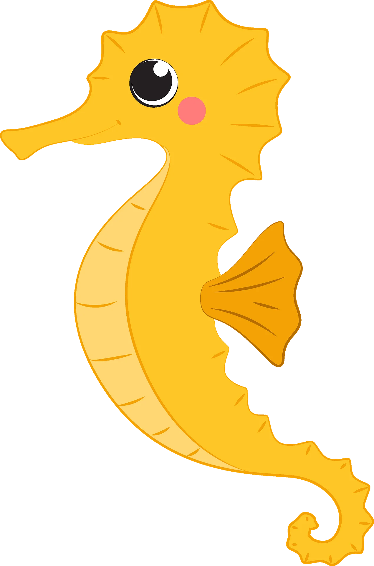 Adorable Yellow Seahorse Clipart: Cute Marine Creature Illustration for Kids