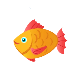 Cheerful Golden Tropical Fish Cartoon Clipart Illustration Design