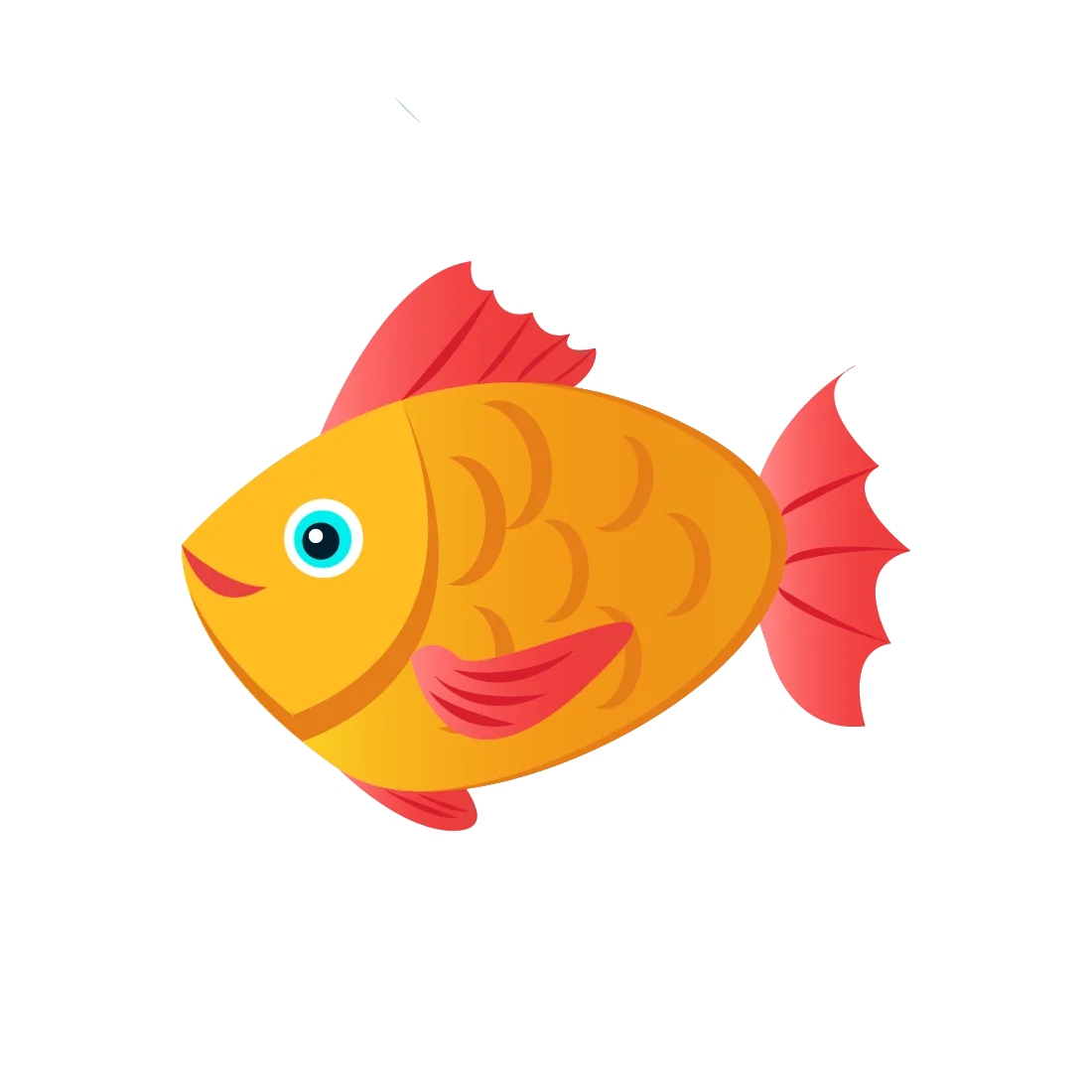 Cheerful Golden Tropical Fish Cartoon Clipart Illustration Design