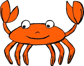 Cheerful Orange Crab Clipart - Cute Cartoon Marine Creature with Playful Expression