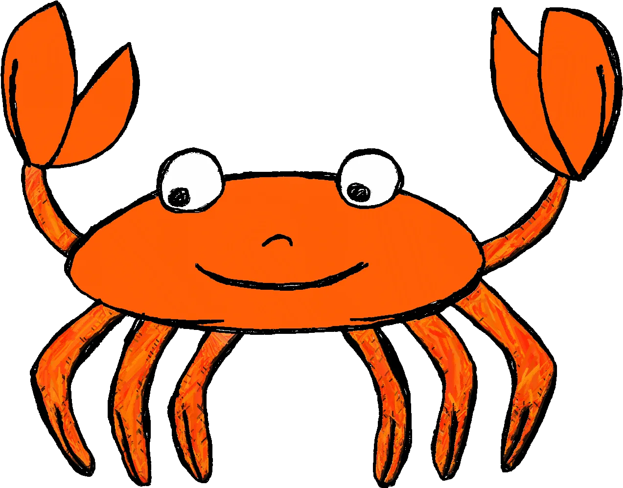 Cheerful Orange Crab Clipart - Cute Cartoon Marine Creature with Playful Expression