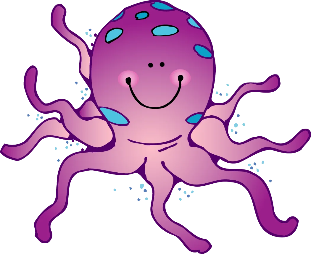 Cheerful Purple Octopus Clipart: A Whimsical Underwater Friend with Playful Charm
