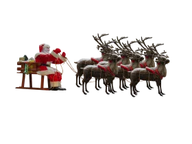 Classic Christmas Eve Santa Claus Sleigh and Reindeer Clipart Illustration