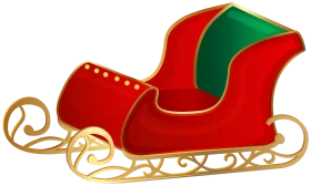 Classic Christmas Santa Sleigh Clipart with Elegant Golden Runners and Festive Colors