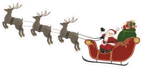 Classic Christmas Santa Sleigh Clipart with Reindeer Team Pulling Festive Sled