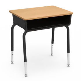 Classic Classroom Student Desk Clipart with Wooden Top and Black Frame