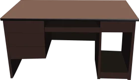 Classic Dark Wood Home Office Desk Clipart Illustration Simple Design