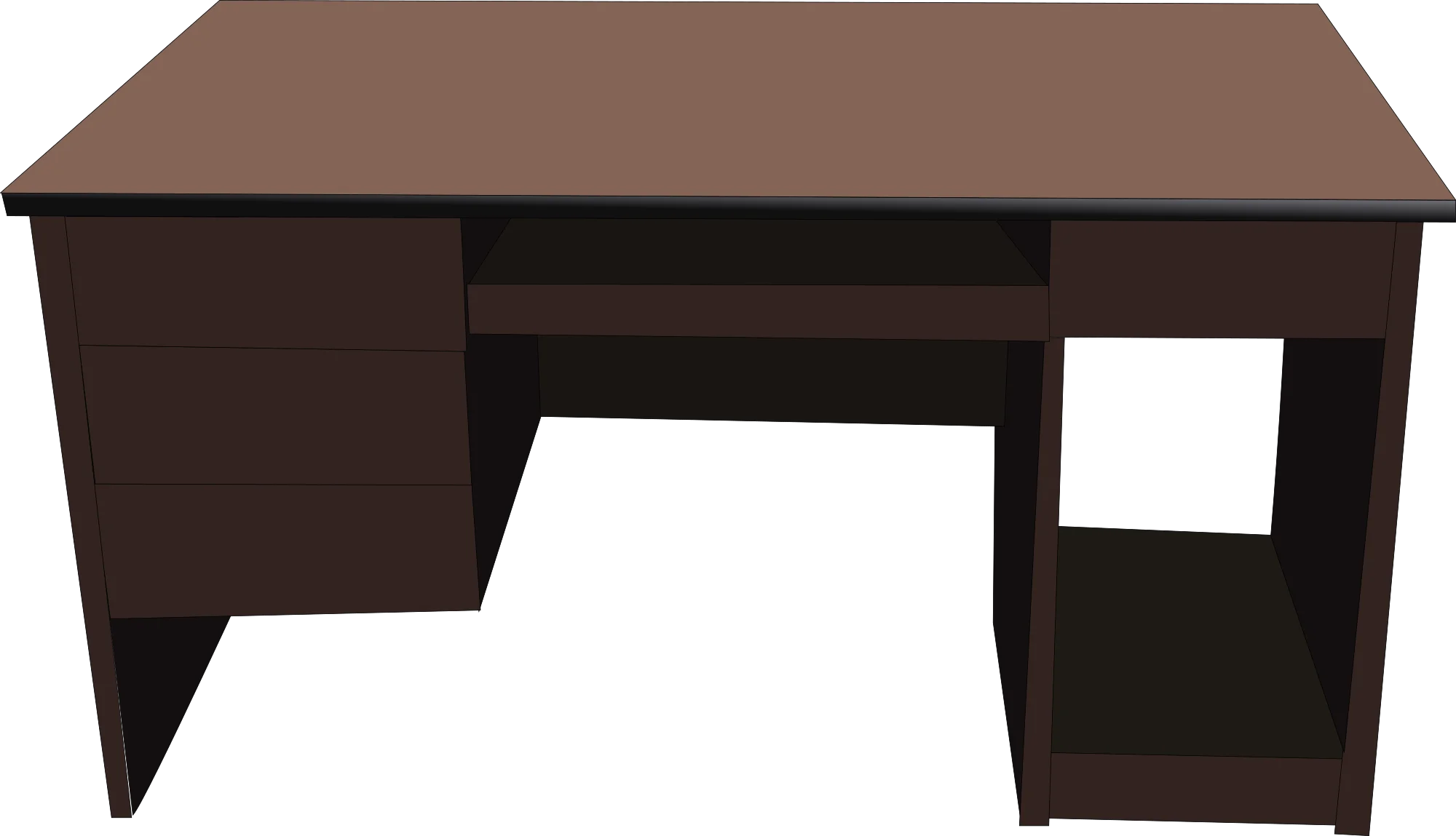 Classic Dark Wood Home Office Desk Clipart Illustration Simple Design