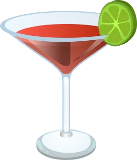 Classic Red Cosmopolitan Cocktail Clipart with Lime Wedge Garnish