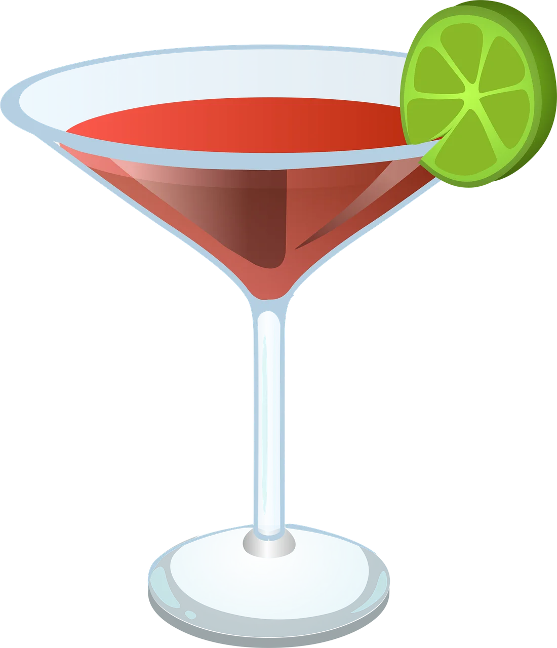 Classic Red Cosmopolitan Cocktail Clipart with Lime Wedge Garnish