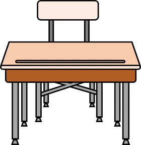 Classic Single Student Classroom Desk Clipart Design with Simple Geometry