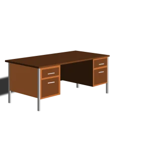 Classic Wooden Office Desk Clipart with Sleek Metal Legs and Drawers