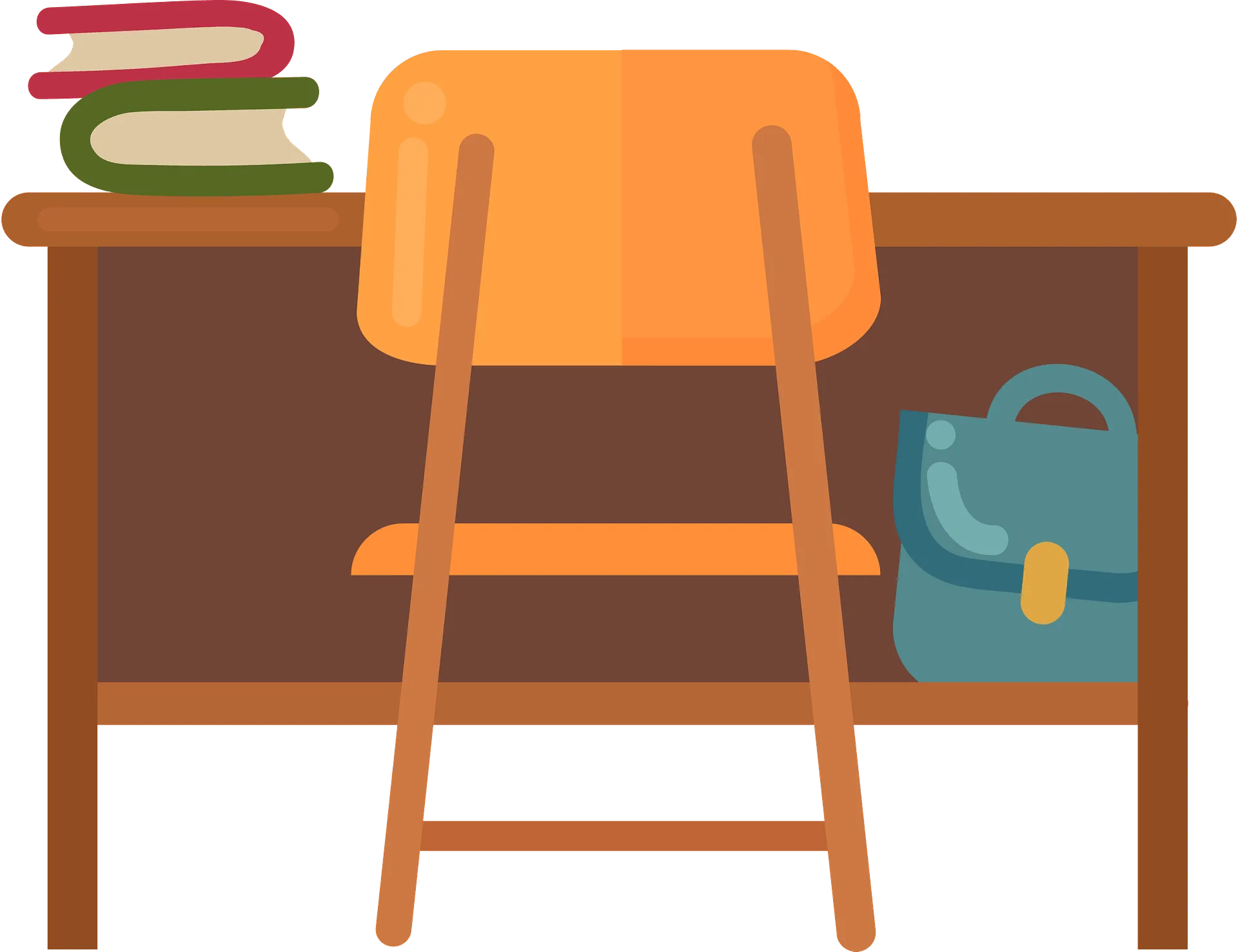 Classroom Essentials Illustration: School Desk with Books and Backpack Clipart Design