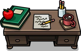 Cozy Classroom Clipart: Studious Desk with Books, Pencils, and Learning Essentials