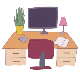 Cozy Home Office Workspace Clipart: Minimalist Desk Setup with Essentials