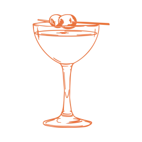 Elegant Monochrome Cocktail Clipart with Maraschino Cherries in Martini Glass
