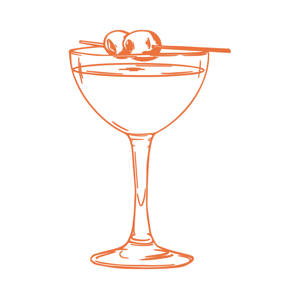 Elegant Monochrome Cocktail Clipart with Maraschino Cherries in Martini Glass