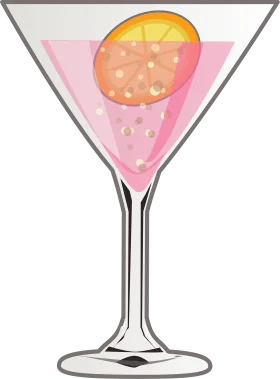 Elegant Pink Martini Glass Cocktail Clipart with Citrus Garnish Design
