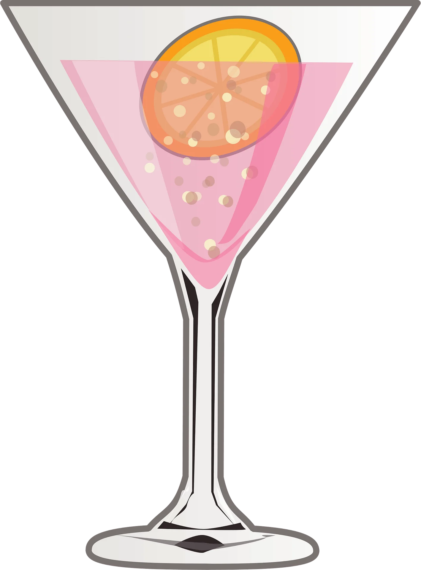 Elegant Pink Martini Glass Cocktail Clipart with Citrus Garnish Design