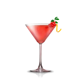 Elegant Red Tropical Cocktail Clipart with Berries and Garnish