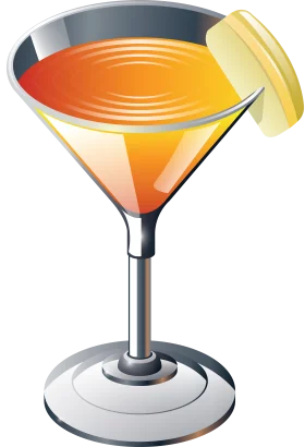 Elegant Sunset-Inspired Martini Glass Clipart with Citrus Garnish