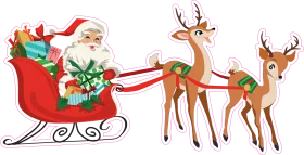 Festive Christmas Clipart: Santa's Magical Sleigh Ride with Reindeer Illustration