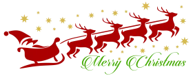 Festive Christmas Eve Santa Sleigh Clipart with Reindeer and Starry Background