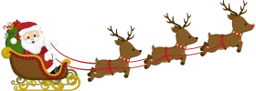 Festive Christmas Magic: Santa's Sleigh and Reindeer Clipart Illustration