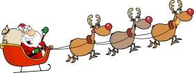 Festive Christmas Santa Claus Sleigh Ride Clipart Illustration with Reindeer