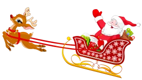 Festive Christmas Santa Claus Sleigh Ride Magical Reindeer Clipart Illustration