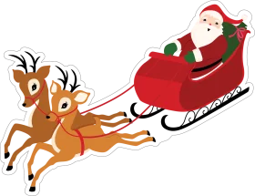 Festive Christmas Santa Sleigh Clipart with Reindeer on Snowy Journey