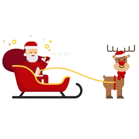 Festive Christmas Scene Featuring Santa's Sleigh and Reindeer Clipart Illustration