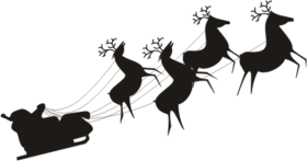 Festive Silhouette of Santa's Sleigh and Reindeer - Classic Christmas Clipart Design
