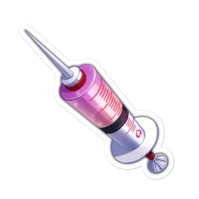 Large Medical Hypodermic Needle Syringe Clipart with Pink and Purple Design