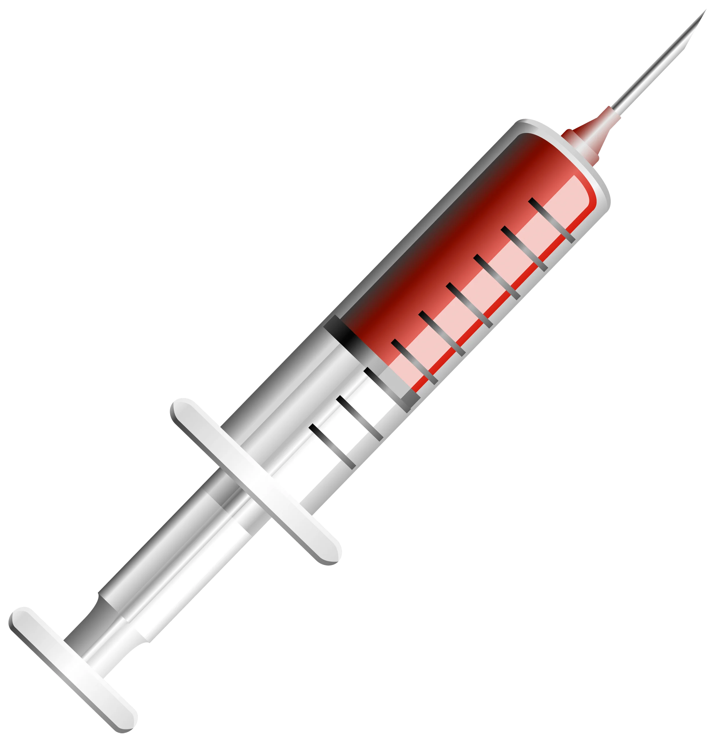 Large Medical Syringe Clipart with Red Liquid Highlighting Healthcare Precision