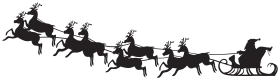Magical Christmas Eve Santa Claus Sleigh Ride Silhouette Clipart Design