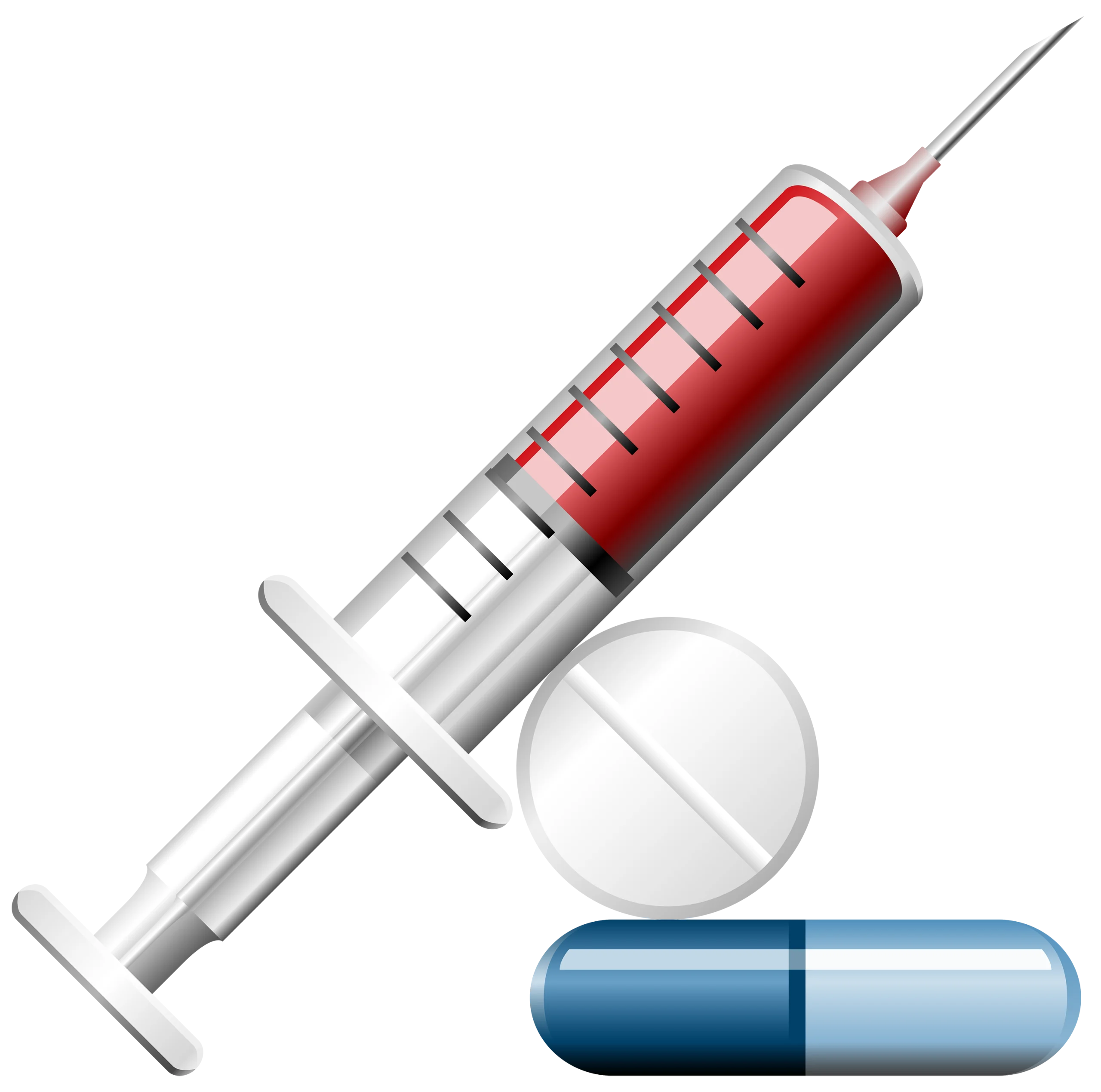 Medical Injection Syringe and Pill Capsules Detailed Realistic Clipart Illustration