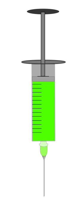 Medical Precision: Lime Green Syringe Clipart Illustration for Healthcare Designs