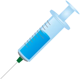 Medical Precision Syringe Clipart with Blue Liquid Vaccination Illustration