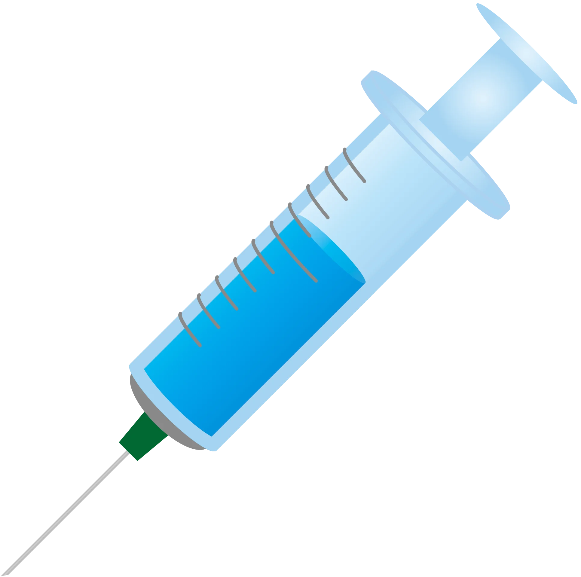 Medical Precision Syringe Clipart with Blue Liquid Vaccination Illustration
