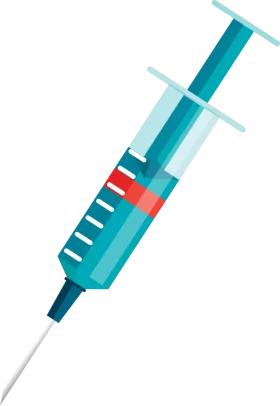 Medical Precision: Teal and Blue Hypodermic Needle Syringe Clipart Illustration