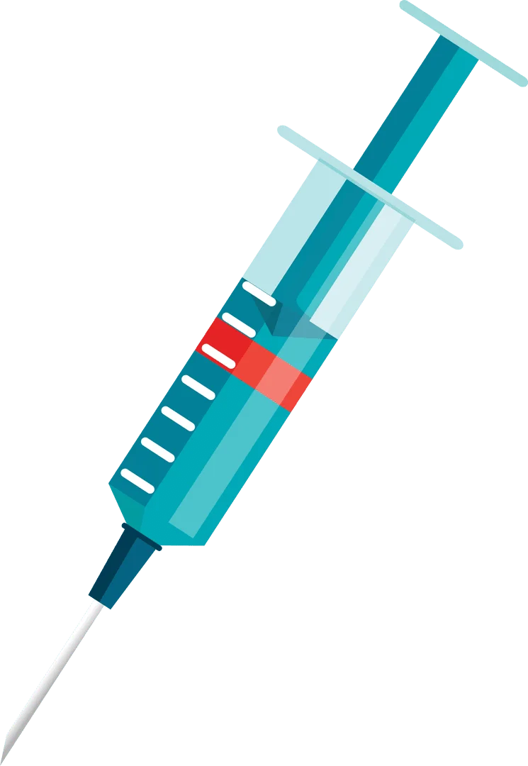 Medical Precision: Teal and Blue Hypodermic Needle Syringe Clipart Illustration