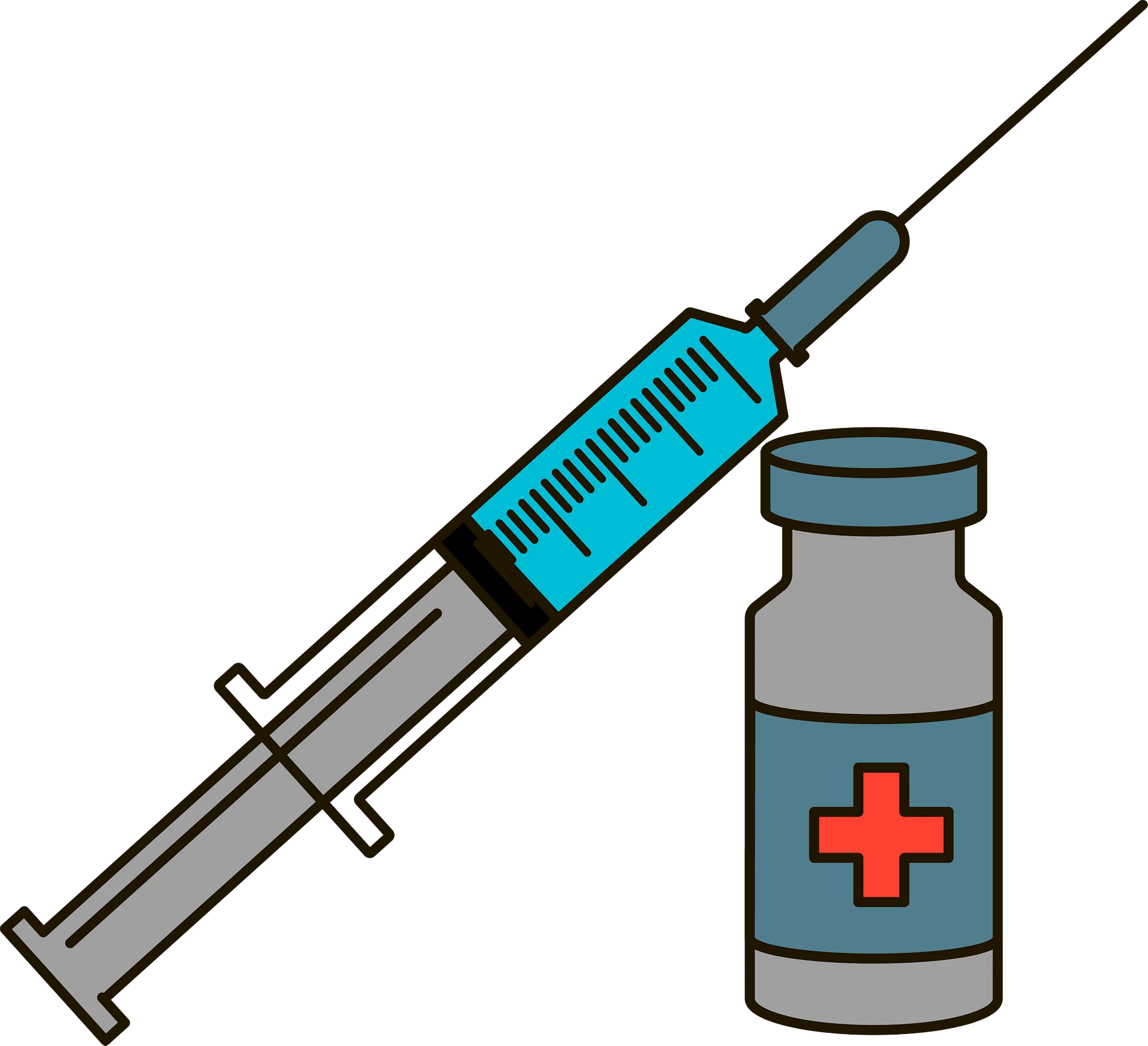 Medical Syringe and Vaccine Vial Clipart Illustration for Healthcare Graphics