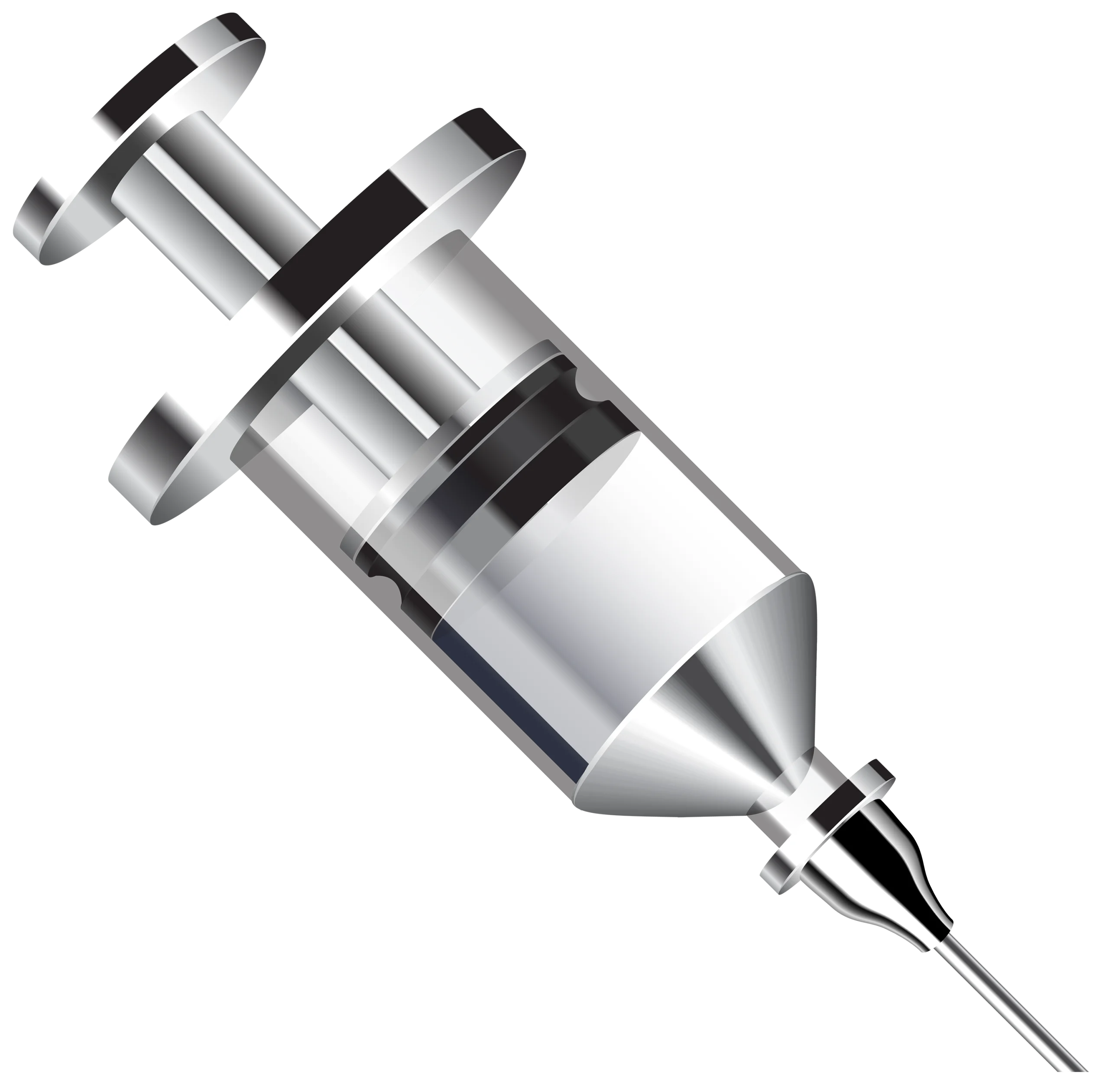Metallic Medical Syringe Precision Clipart Graphic Design Element